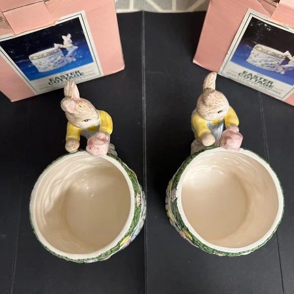 1994 Fitz & Floyd Omnibus Easter Garden  Mugs 2 Piece Vintage NEW Bunnies - Picture 5 of 9